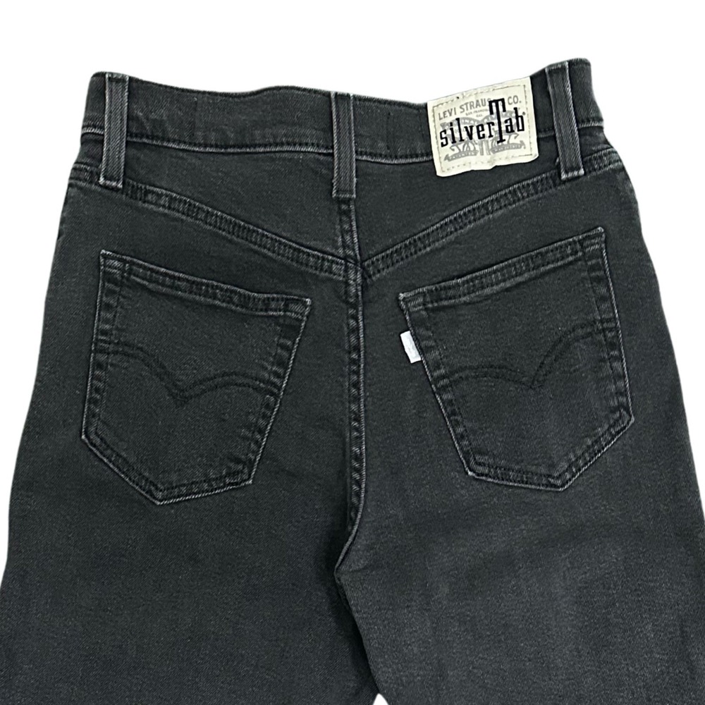 Levis SilverTab High Waisted Mom Jeans Womens 27x27 Washed Black Charcoal Denim